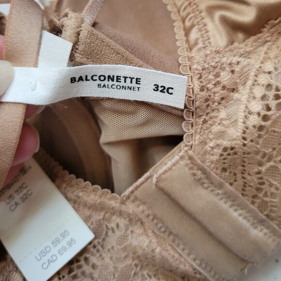 NWT Aerie Real Power Brown Balconette Paisley Lace Underwire Bra Wide Band - 32C - Picture 6 of 6